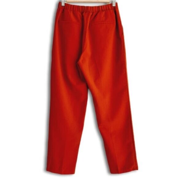 FOREVER 21 High Rise Crop Pleated Front Pull-on Dress Pants Brick Red Sz M - Picture 5 of 8